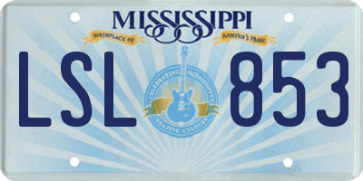 MS license plate LSL853