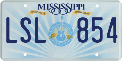 MS license plate LSL854