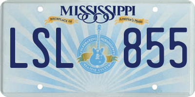 MS license plate LSL855