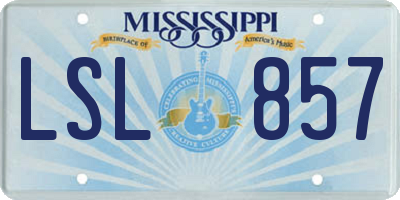 MS license plate LSL857