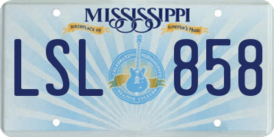 MS license plate LSL858