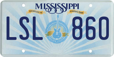 MS license plate LSL860