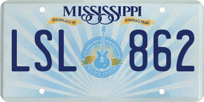 MS license plate LSL862