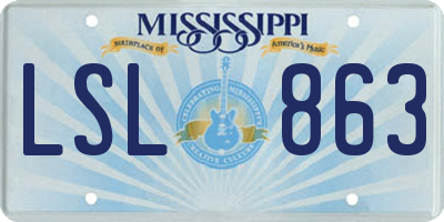 MS license plate LSL863