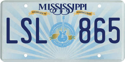 MS license plate LSL865