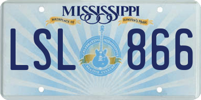 MS license plate LSL866