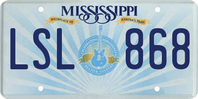 MS license plate LSL868