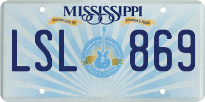 MS license plate LSL869