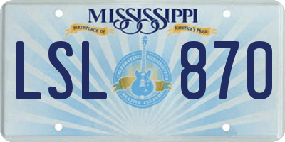 MS license plate LSL870