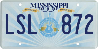 MS license plate LSL872
