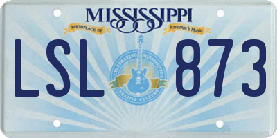 MS license plate LSL873