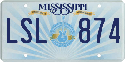 MS license plate LSL874