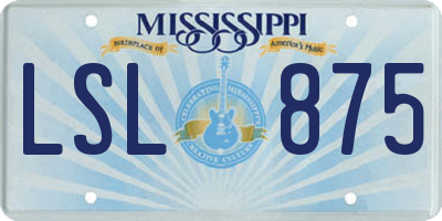 MS license plate LSL875