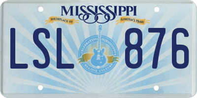 MS license plate LSL876