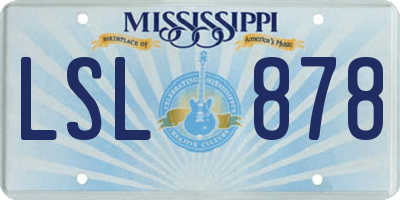 MS license plate LSL878
