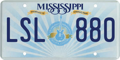 MS license plate LSL880