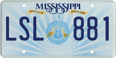 MS license plate LSL881
