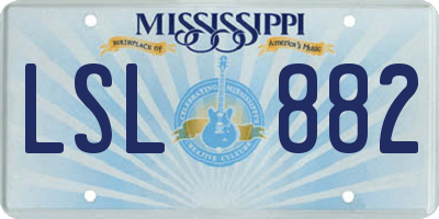 MS license plate LSL882