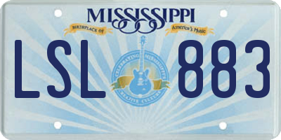 MS license plate LSL883