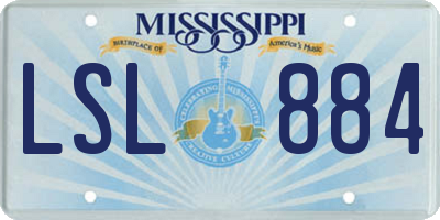MS license plate LSL884