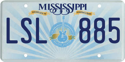 MS license plate LSL885