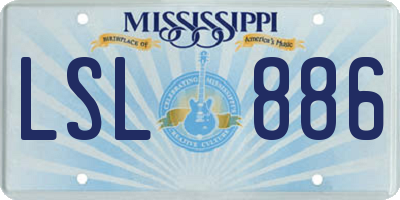 MS license plate LSL886