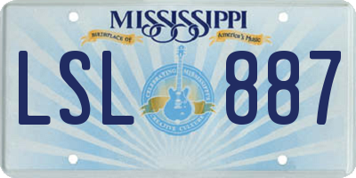 MS license plate LSL887