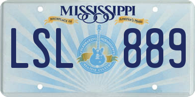 MS license plate LSL889