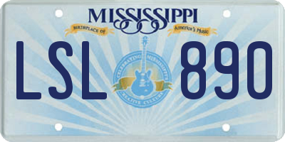 MS license plate LSL890