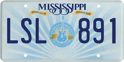 MS license plate LSL891