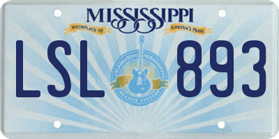 MS license plate LSL893