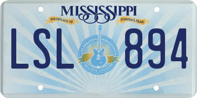 MS license plate LSL894