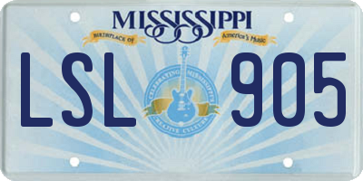 MS license plate LSL905