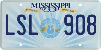 MS license plate LSL908