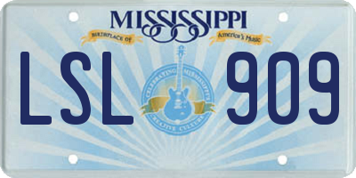 MS license plate LSL909