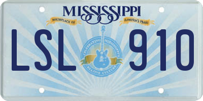 MS license plate LSL910