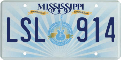 MS license plate LSL914