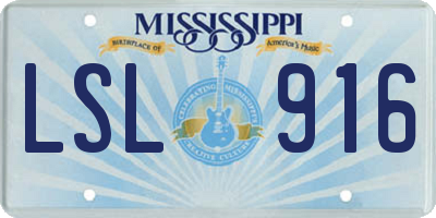 MS license plate LSL916