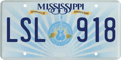 MS license plate LSL918