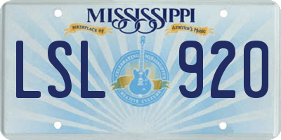 MS license plate LSL920