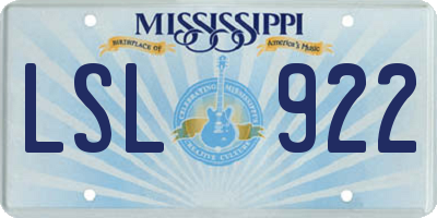 MS license plate LSL922