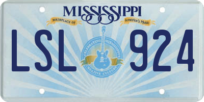 MS license plate LSL924