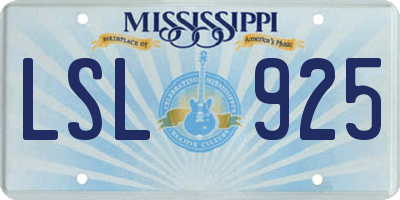 MS license plate LSL925