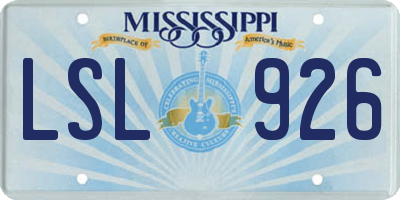 MS license plate LSL926