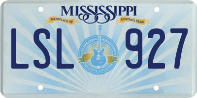 MS license plate LSL927
