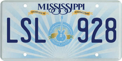 MS license plate LSL928