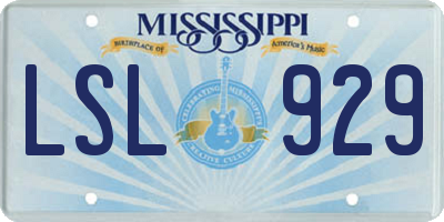 MS license plate LSL929