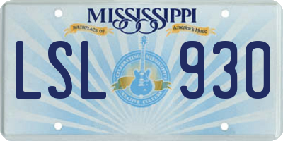 MS license plate LSL930