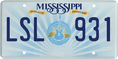 MS license plate LSL931