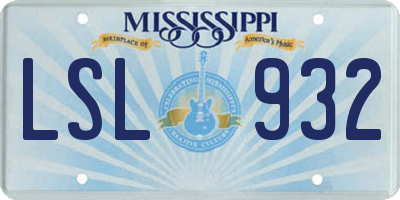 MS license plate LSL932